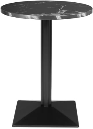 Bolero Commercial Round Table Black Stone Effect, 600mm, 600 mm | Complete flat-packed assembly includes all required fixings for rapid setup in bustling dining venues.