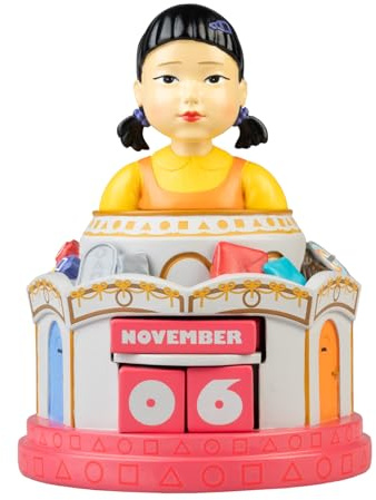 Grupo Erik Ewiger Kalender Squid Game Figur - 3D Kalender Tischkalender zum Aufstellen - Dauerkalender - Offizieller Squid Game Fanartikel Büro Deko