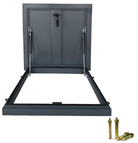 Galvanized Roof Hatch, Skylight Roof Caps Window with Gas Shock Strut, Loft Ventilation Roof Access Hatch Cover Plate, Roof Steel Escape Security Door for Warehouse Attic Cellar (70cm)