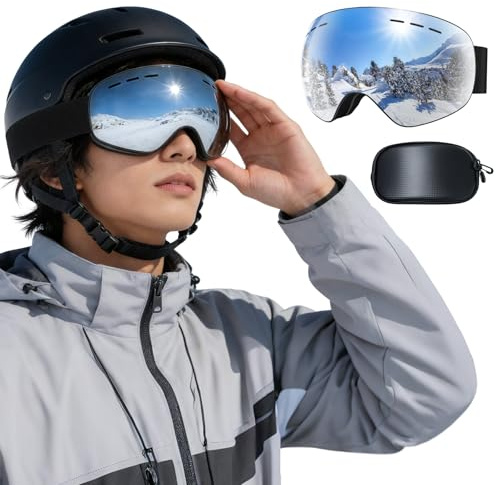 Skibrille, Skibrille für Herren, Damen, Jugendliche, Teenager, Anti-Beschlag, UV-Schutz, blendfreie Snowboardbrille für Skifahren, Snowboarden, Radfahren, Motorrad