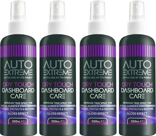 HitlineUK 4 x 300ml Car Dashboard Silicone Spray High Gloss – Interior Cleaner for Vinyl, Plastic & Trim – High Gloss Effect – Easy Spray-On Detailer – Dust-Repellent