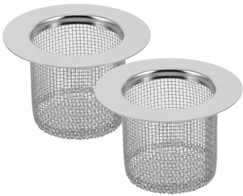 FOYTOKI Colador de Desagüe Redondo de Acero Inoxidable 4 CM Filtro Atrapapelos para Lavabo y Ducha Tapón Protector Antidesbordamiento para Baño y Cocina Paquete de 2 Unidades