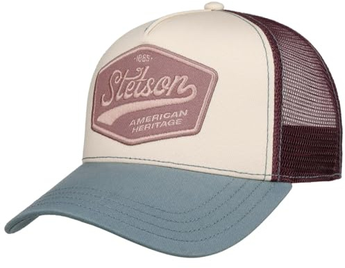 Stetson 1865 American Heritage Truckercap Snapback Mesh Baumwolle Damen und Herren Sommer Winter weiß-blau One Size