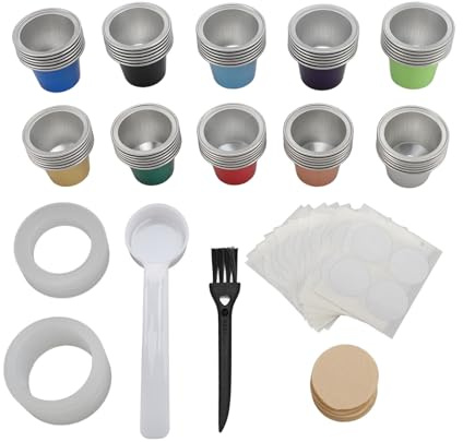 60 Capsules de café jetables avec couvercles en aluminium - Capsules rechargeables pour machine à café, filtre papier et accessoires inclus - Praticité et fraîcheur garanties p