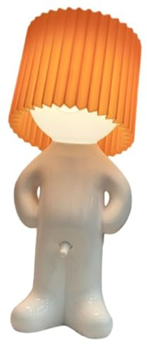 ZWOIVHE Lunikon Larry The Lamp, Kreative Little Shy Man LED Tischleuchte, Lustige Nachttischlampe Mit Schirm, Stimmungsvolle Dekoration (Orange)