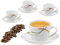 Van Well 4er Set Espressotassen 110ml mit Unterteller I Geschirr-Set für 4 Personen Gastronomie Qualität I Espresso Tassen edel mit Henkel I Markenporzellan Geschirrset 8 teilig - Dekor Monza