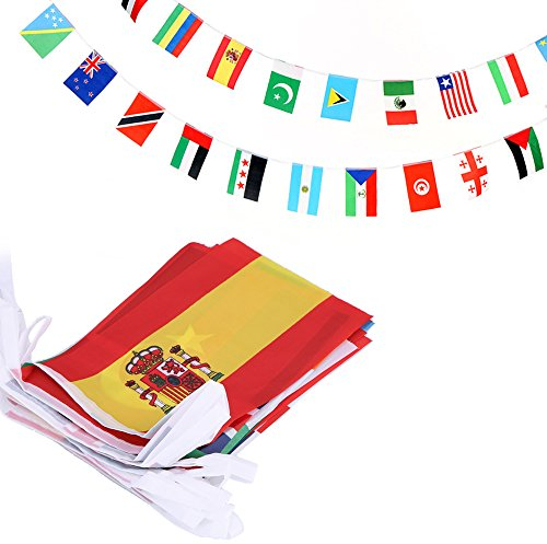 Anley 100 Länder Fahne, Internationales Wimpelbanner, Dekoration zur Eröffnung, Sportbar, Party-Events - 82 Fuß 100 Fahnen