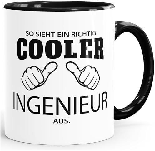 MoonWorks So sieht ein richtig ein richtig cooler (style_variation) aus Tasse Berufe Schwarz unisize
