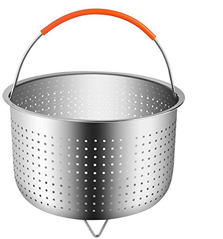 Cesta de acero inoxidable 304, para olla de cocer arroz, olla a presión, antiquemaduras, multifunción, cesta para limpiar y escurrir las frutas, con mango de silicona