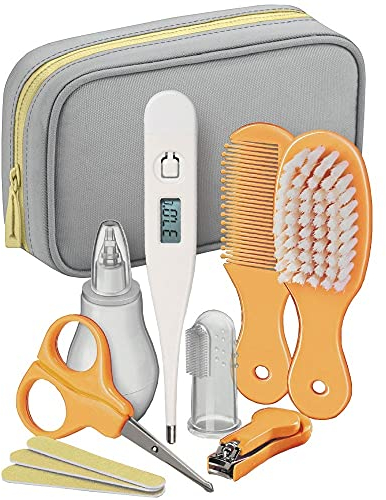 Mobiclinic, Set neceser para cuidado del bebé, Kit baby care, De aseo e higiene bebés, Termómetro digital, Tijeras punta redonda, Cortaúñas, Peine, Aspirador nasal, Cepillo, Lima uñas