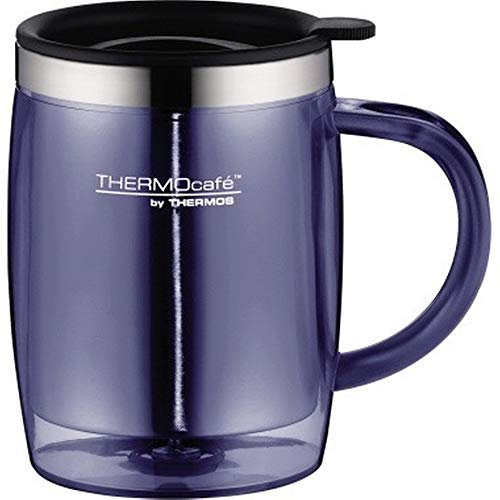 TC DESKTOP CUP 0,35l, midnight blue, Isoliertasse aus Edelstahl und Kunststoff, hält länger heiß oder kalt mit Decke, schwappsicher, für Büro,Camping, byTHERMOS; Bürotasse, passt unter Kaffeeautomat