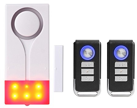 Mengshen Allarme Per Porta Finestra, Allarme Antifurto Con Luce Sonora Per La Sicurezza Del Garage Dell'appartamento Di Casa - Include 1 Allarme e 2 Telecomando
