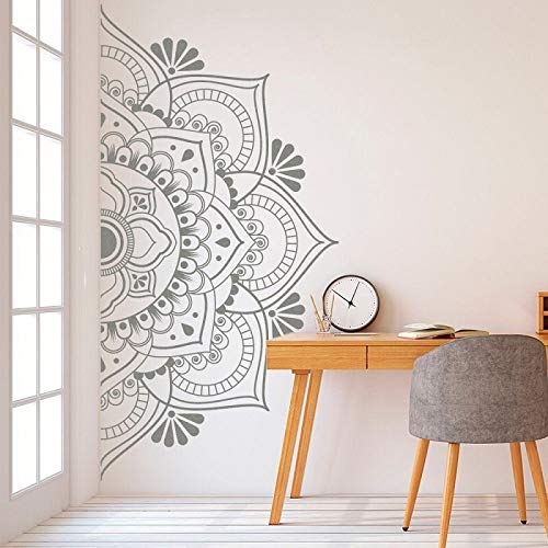 Halber Mandala Wandtattoo Vinyl Aufkleber Nacht Schlafzimmer Boho Style Dekoration Yoga Studio Dekoration Wandbild 128x63cm