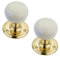 Infinity Decor Pair of Vintage Style Ceramic Mortice Door Knobs Pull Handles on Polished Brass Rose 60mm – Ideal for Interior & Exterior Doors