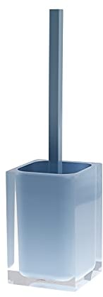 Gedy Auckland Scopino WC Celeste, Misure e Peso: 37,5X9,8X9,8 CM & 0,855 kg, Realizzato in Resina Trasparente di Alta qualità, Scopino per WC Design di R&S, Fatto a Mano, 2 Anni di Garanzia