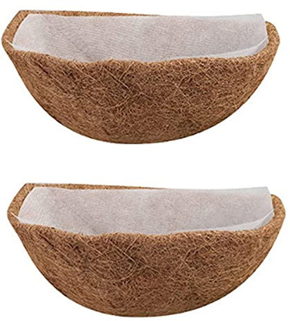 GEQIAN Maceta de coco desmontable para colgar – Cesta de pared, semitransparente con forro de coco, medio círculo, fibra de repuesto para ventana