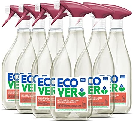 Ecover Lot de 6 sprays nettoyants de cuisine pour four et cuisinière, dégraissant efficace contre la saleté, 6 x 500 ml