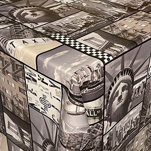 KEVKUS Wachstuch Tischdecke 06245-03 New York Freiheitsstatue Taxi eckig rund oval (Rand: Paspel (mit Kunststoffband), 140 x 200 cm eckig)