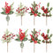 Songjum 8 Stück Künstliche Weihnachtszweige zur Dekoration, Rote Beere Weihnachtszweige Pin Kiefernzweige Dekoration mit Tannenzapfen Kiefernnadel für Weihnachtskränze Home Vase Dekor