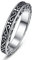 Cloyo Ring Herren Silber Vintage Ringe Edelstahl mit Blume Muster Verlobungsring für Männer Größe 65(20.7)