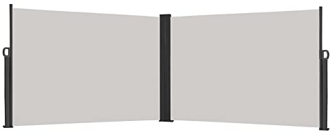 Froadp 200×600cm Toldo Lateral Doble Retráctil Pantalla de Privacidad de Protección Solar Mampara Parasol de Exterior Cortavientos Separador Extensible para Balcón Terraza Jardín (Gris Claro)