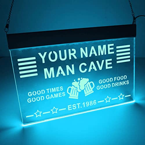 SOULSIS Personalisierte Man Cave Leuchtreklame Hausbar Bier Gute Getränke Led Schilder Dekor Bar Leuchtreklamen Für Wanddekoration Custom Name 8 Farben Zeichen Der Menschenhöhle, Neonmannhöhlenschild