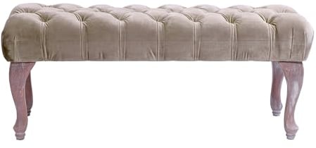 DESIGN DELIGHTS POLSTERBANK Mathilda | Goldfarben, 100 cm | Sitzbank, Barock Bettbank, Schuhbank, Samtbank