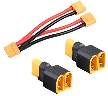 Boladge 2 Stücke XT90 Parallele Stecker Adapter Splitter und 1 Stück XT90 Parallele Kabel RC 1-Buchse zu 2-Männlich Steckverbinder für Quadcopter Multirotor RC Lipo Batterie