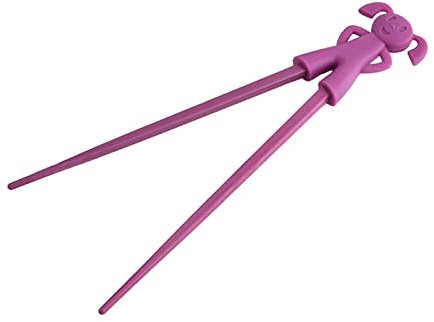 Syfunlv Training Chopsticks,Chopstick Helper,Learning Beginner Chopsticks,Reusable Training Kid Chopstick,Kids Training Chopsticks with Helper Holder Right or Left Handed (Purple)