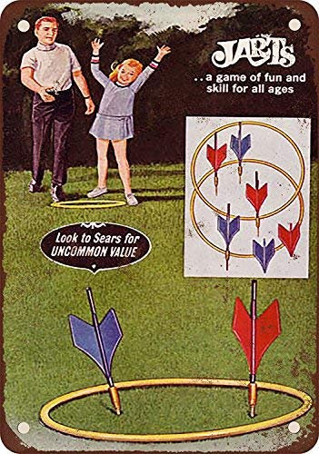 Retro Metal tin Sign Funny Jarts Lawn Darts Game Reproductiones Sign for Home Cave Garage bar Wall Decoration Vintage Metal Sign 8 x 12 inch