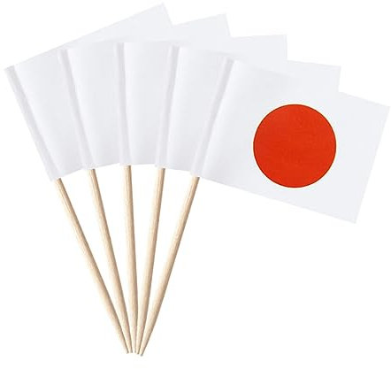 stidsds 100 banderas de palillos de dientes de Japón con bandera de Japón, mini adornos japoneses para cupcakes, banderas de palo, pancarta de fiesta, cóctel, decoración de frutas