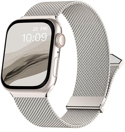 Metallarmband Kompatibel mit Apple Watch Armband 38mm 40mm 41mm 42mm, Edelstahl Mesh Armband mit Magnetverschluss für Apple Watch SE Series 10 9 8 7 6 5 4 3 2 1, Polarstern