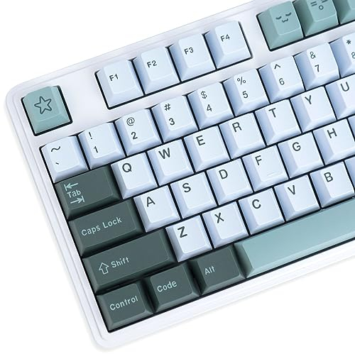 JOLINTAL 173 Tasten Botanical KeyCaps, PBT Keycaps Set Grün, Double Shot Cherry Profil Keycaps 60 Percent für 64/68/84/87/98/104 Tastaturkappen Grün Cherry MX Switches Mechanische Tastatur