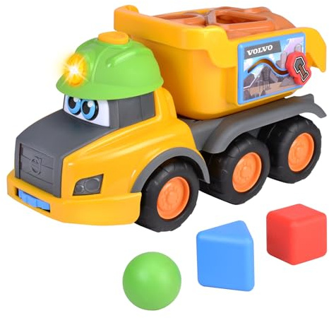 Dickie Toys ABC - Sortierfahrzeug Harry Hauler (30 cm) ab 1 Jahr - großer Volvo LKW mit Steckspiel, Rassel-Formen, Licht & Sound, Spielzeugauto für Babys und Kinder ab 12 Monate