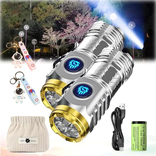 HOPASRISEE Three-Eyed Monster Mini Flashlight, Thumb Flashlight, German Three-Eyed Monster Mini Flash Super Power Flashlight, Mini Rechargeable Flashlight, Waterproof Flashlight (2GREY)