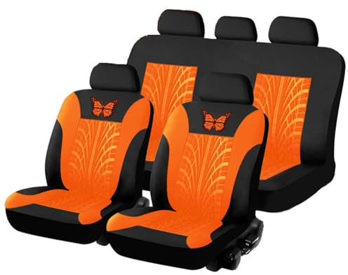 Auto SitzbezüGe Kompletter Satz füR V-W Golf VIII VI V IV III II I Mk 8 7 6 5 4 3, Vordersitze Und RüCkbank SchonbezüGe Innenraum ZubehöR,F/Orange