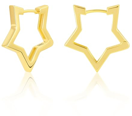 ALEXCRAFT Stern Ohrringe Creolen Gold Klein Damen 14K Goldener Ohrringe Geschenk für Frauen Freundin Mama Mädchen