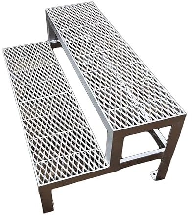 2 Stufen Stahltreppe Außentreppe Freistehend Breite 100 cm Höhe 40 cm verzinkt Premium Qualität