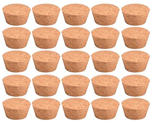 Acan Tradineur - Pack de 25 tapones de corcho para botellas - Forma de Cono - Ideal paragarrafas, botes, frascos, bar, restaurante, vino, aceite - 5 Packs de 5 corchos - 3,3 x 2,9 x 1,8 cm