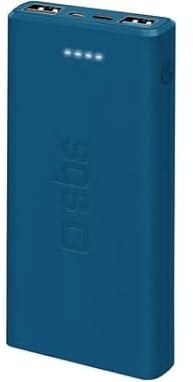 SBS Batteria esterna PowerBank 10.000 mAh USB C + 2 USB A, Blu