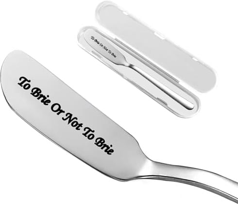 Odoor Fan To Brie or Not to Brie Funny Butter Knife, Personalized Engraved Peanut Butter Spreader Cheese Knives, Novelty Anniversary Christmas Gifts for Sandwich Bread Toast Butter Lover