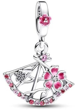 PHCLASY Rosa Pfirsichblüte Charms Trio Anhänger Nettes Tier Kompatibilität für Armband Herz Geburtstagsgeschenk für Frauen