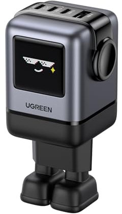 UGREEN Uno 100W 4 Ports Chargeur USB C Rapide GaNInfinity en Forme de Robot Mignon Compatible avec iPhone 16 Pro Max Plus 15 14 13 12 11 Pixel Galaxy PPS 45W 25W S24 S23 A15 iPad MacBook Pro Air