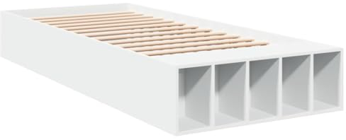 vidaXL Bettgestell, Bett mit Stauraum für Schlafzimmer, Bettrahmen mit Lattenrost, Schlafzimmerbett Einzelbett, Weiß 90x200cm Holzwerkstoff