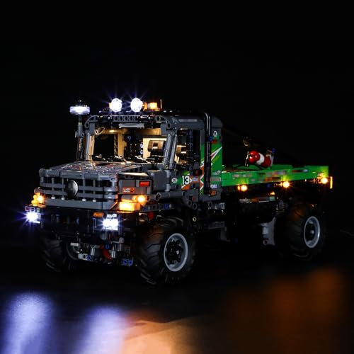 MENZAVA Kit d'éclairage LED Compatible avec Lego 42129 Le Camion d’essai 4x4 Mercedes-Benz Zetros télécommandé Technic - Jeu de lumière pour Modèle de Blocs de Construction (Modèle Non Inclus)