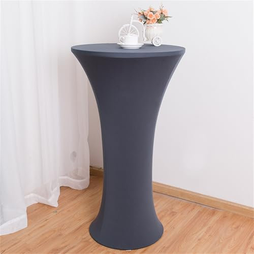 Highdi Stretch Stehtischhussen, Spandex Stretch Stehtisch Hussen Elastische Rund Stehtisch Hussen Outdoor für Hochzeit Bistrotisch Geburtstagsfeier Bankett (Dunkelgrau,Ф70cm)