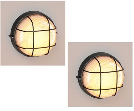 ledscom.de 2x Feuchtraumleuchte, Kellerleuchte KERU, rund, schwarz, IP44, GX53 Fassung max. 15W