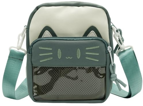 Vobomo Ita Bag Ita Rucksack, kleine einzelne Umhängetasche, Umhängetasche, niedliche bestickte Katze, Handtasche und Geldbörse