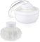 Wanmu 3.1 Inch Body Powder Puff and Container, Fluffy After Bath Body Powder Puff Box, Storage Body Powder Container with Handheld Stand for Baby Adult Daily Care (White)