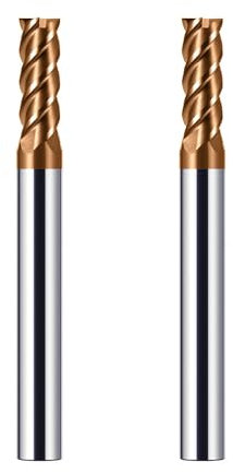 CREEYA 2PCS Fresa de metal duro 5mm, 4 dientes/4 Flautas CNC Fresas, HRC 55, Dorado TiSiN revestimiento, Fresas Carburo de recta 5mm Para Acero Metal Madera Plásticos (5mm)